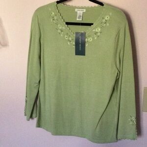 Laura Ashley Elegant Pale Green  Lightweight Sweater
